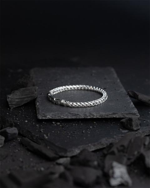 5 mm Fuchsschwanz-Armband aus Edelstahl mit Silber-Finish - Milia Silver